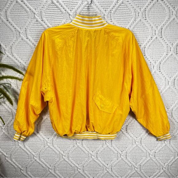 VTG LIZ WEAR (Liz Claiborne) Yellow Varsity 80s Windbreaker Jacket Sz S - Picture 3 of 10